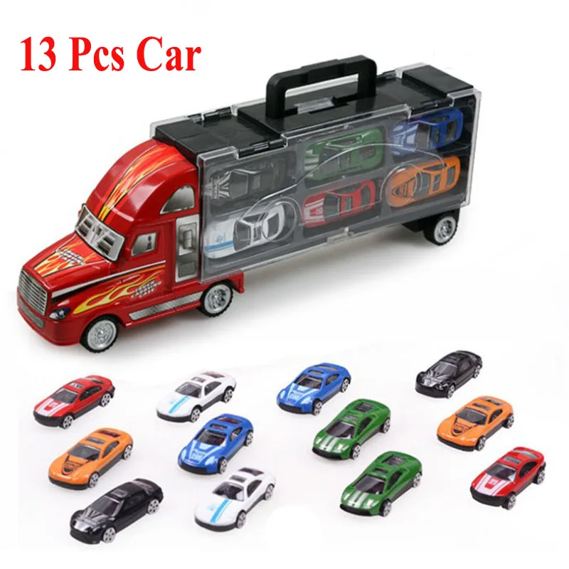 

1pcs Truck Car + 12pcs Sedan Car Alloy Car Model Big Mac Cargo Truck Children's Toys Best Gift