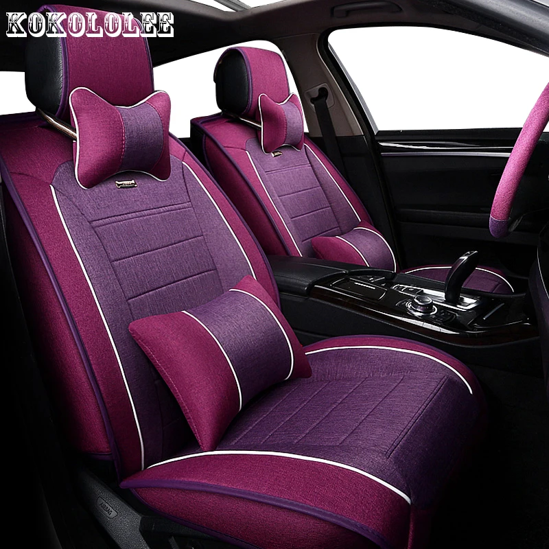 

KOKOLOLEE Universal auto linen Car seat cover For Peugeot 205 206 207 3008 301 306 307 308 405 406 407 automobiles accessories