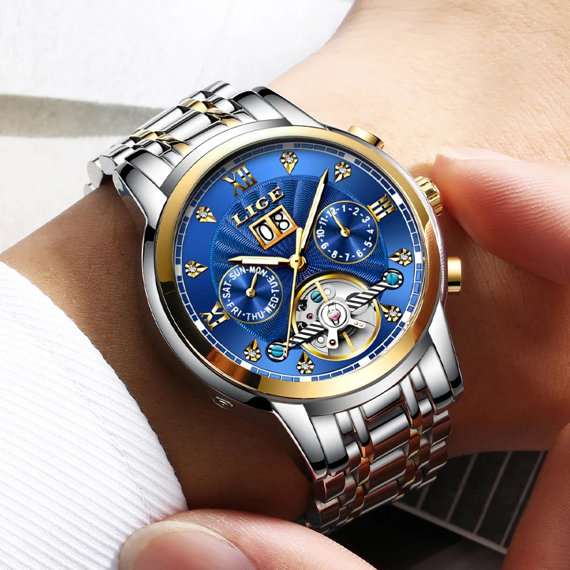 ييج الرجال الساعات التلقائي الميكانيكية ووتش الأزياء الماس ساعة الذكور الفولاذ المقاوم للصدأ للماء ووتش الرجال Relogio Masculino ييج الرجال الساعات التلقائي الميكانيكية ووتش الأزياء الماس ساعة الذكور الفولاذ المقاوم للصدأ للماء ووتش الرجال Relogio Masculino