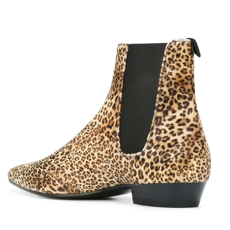 Новинка года; роскошные мужские леопардовые ботинки «Челси» из натуральной кожи; змеиная обувь на блочном каблуке; Мужская обувь в британском стиле без застежки в стиле панк