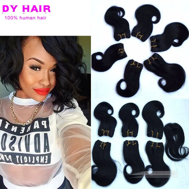 8inch Peruvian Virgin Short Body Wave With Closure Bob Hair 8inch Peruvian Virgin Short Body Wave With Closure Bob Hair Style Queen Extension Weaving 2