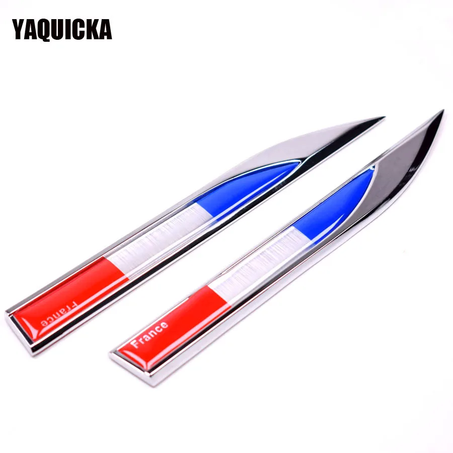 YAQUICKA 2PCS Quality France Flag Badge Fender Side Wing