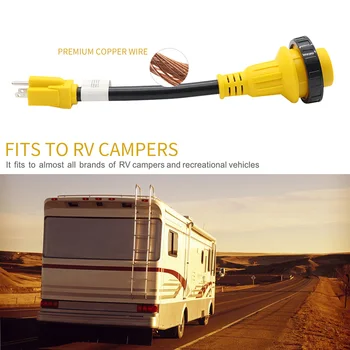 

Heavy Duty RV Power Cord Plug Adapter 15Amp Male to 30Amp Female With Twist Lock F-Best