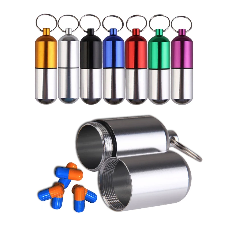 

Outdoor Aluminum Alloy bottle Keychain hanging bottle Mini waterproof small pot emergency pill bottle seal