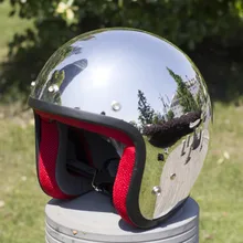 Nuovo vcoros marca vintage motociclo helme argento chrome mirror pittura cascos capacete jet scooter caschi aperti del fronte retro