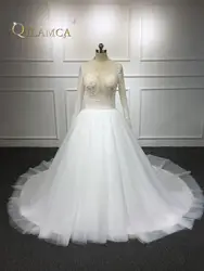 Длинные свадебное платье Элегантный Vestido De Noiva одежда с длинным рукавом свадебное платье 2019 Новое Винтаж кружева бисером свадебное платье с