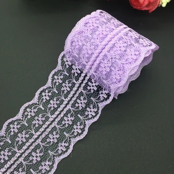 

10yards/lot 45mm Wide Purple Bilateral Handicrafts Embroidered Net Lace Trim Ribbon Wedding/Birthday/Christmas Decorations