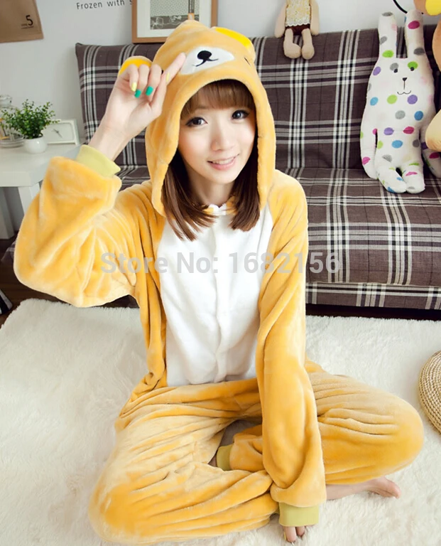 

Kigurumi Anime Unisex Adult Rilakkuma Bear Onesies Children Pajamas Cosplay Costume For Halloween Carnival Masquerade Party