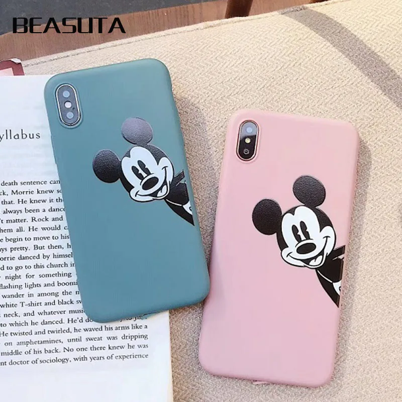 Mickey Minnie pink Phone Case cover For iPhone XR X 8 7Plus TPU Cartoon ...