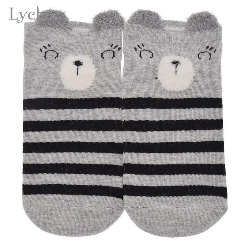 Lychee 1 пара милые Мультяшные животные 3D кошка хлопок лодыжки Kawaii мягкие полосы