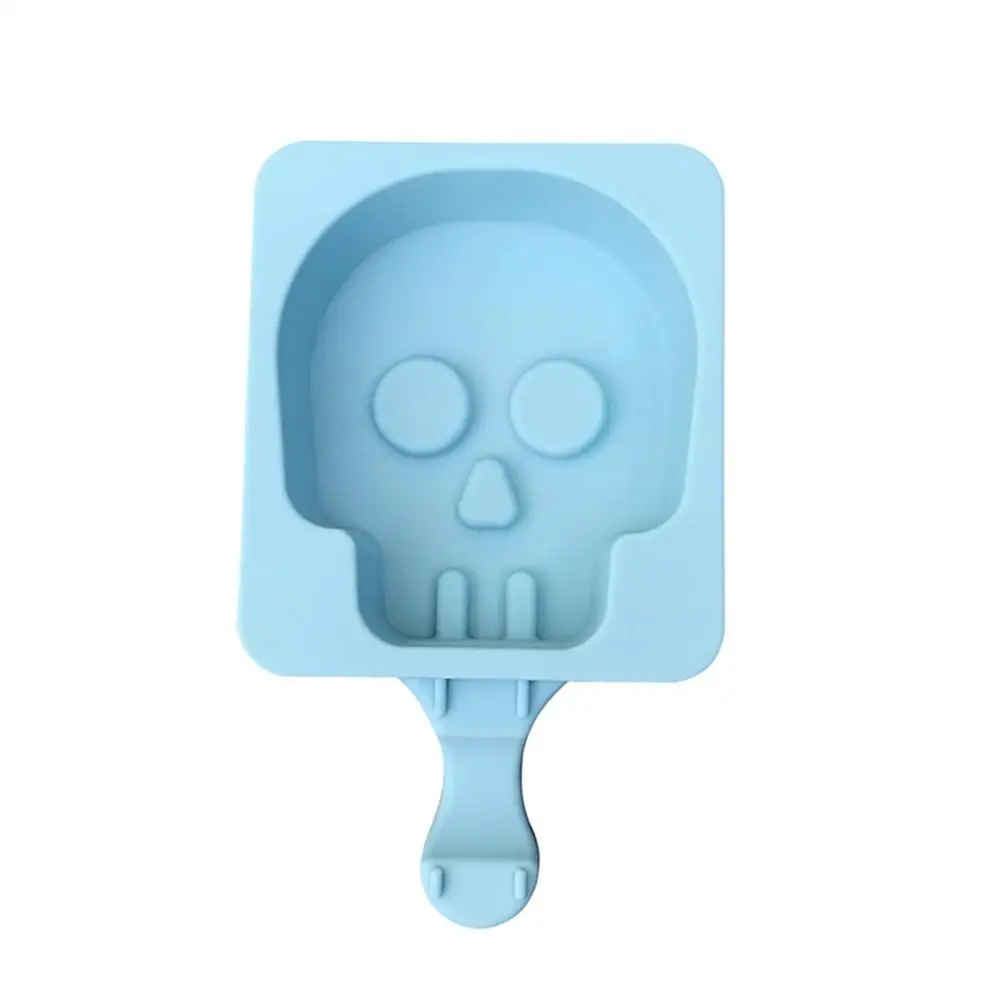 Silicone Ice Cream Mould Halloween Ghost Head Tombstone Owl Unicorn Crying Face Shaped Cartoon Ice Sucker Mould Cold Drink Mold - Цвет: skull