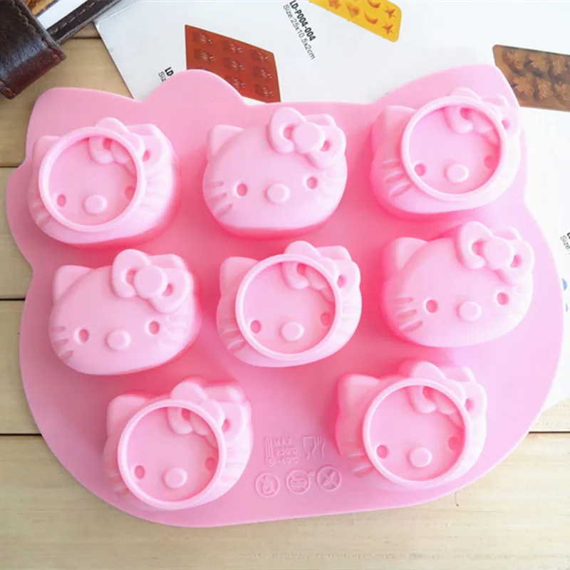 8 Holes Hello Kitty Cat Silicone Cake Mold Chocolate Candy Mould Ice