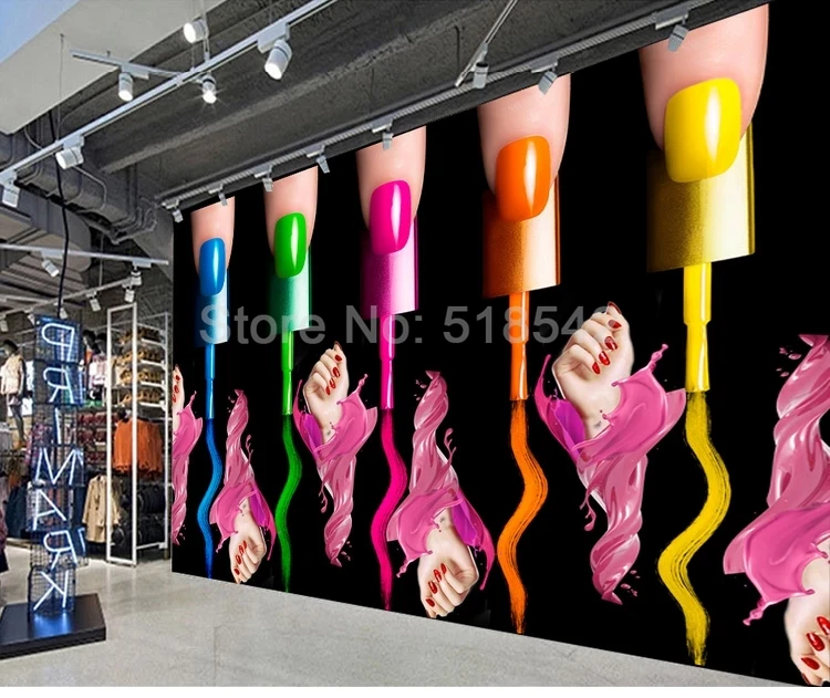 На заказ 3D фото обои для ногтей макияж лак для ногтей Arm косметика магазин мода Творческий абстрактный дизайн стены бумага для рисования де