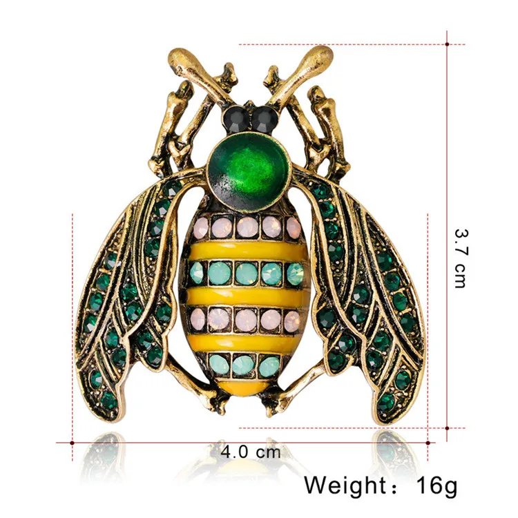 Эмаль Кристалл Винтаж собака пчела Сова Стрекоза Броши для женщин животное насекомое Брошь булавка ювелирные изделия банкетные аксессуары для свадеб - Окраска металла: Bee