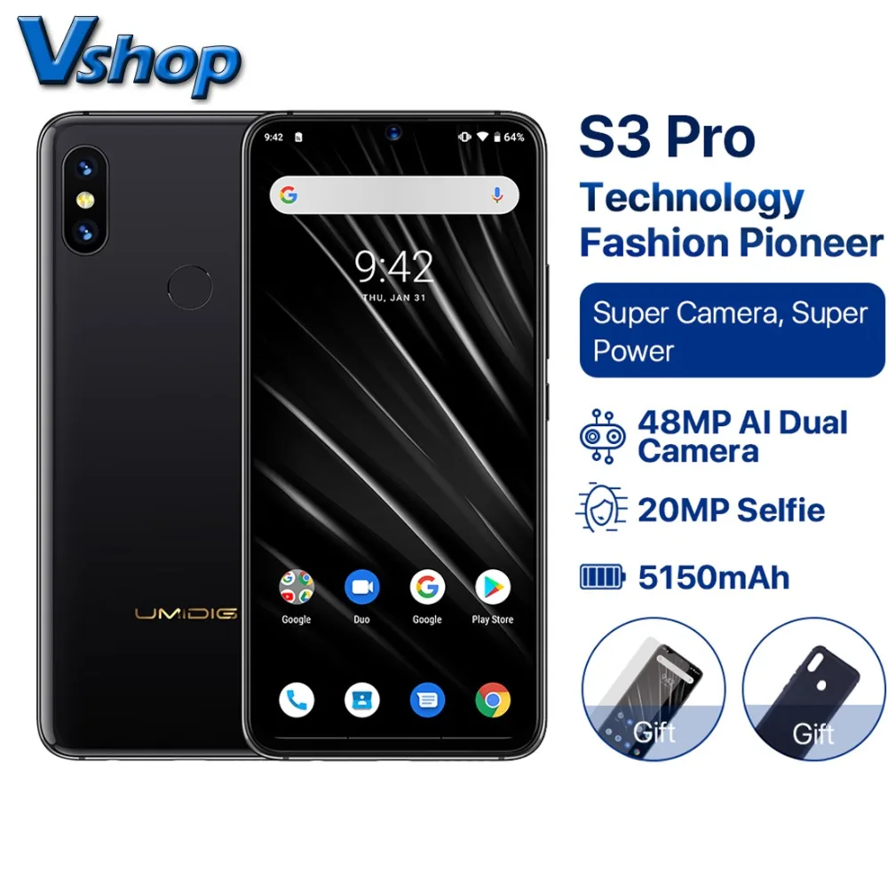 

Original Umidigi S3 PRO Ceramic 6GB 128GB Helio P70 Android 9.0 4G Mobile Phone 6.3" FHD+ 48MP Back Camera 5150mAh Smartphone