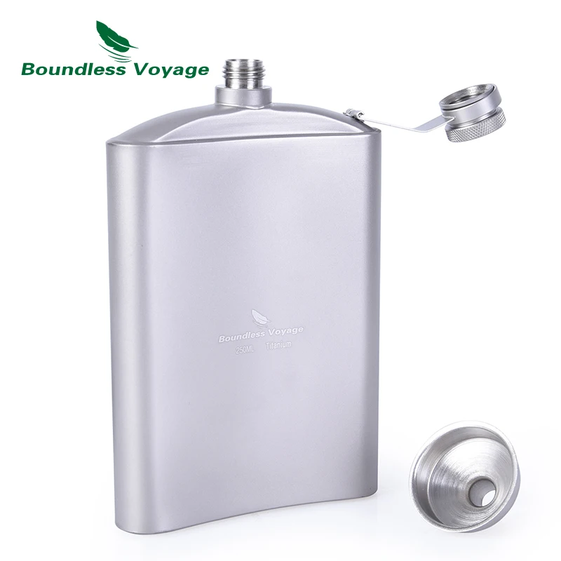 Sin límites viaje cadera de titanio frasco de vidrio con embudo Camping Picnic bolsillo whisky vino taza de té taza de amor 8,5 oz/250 ml