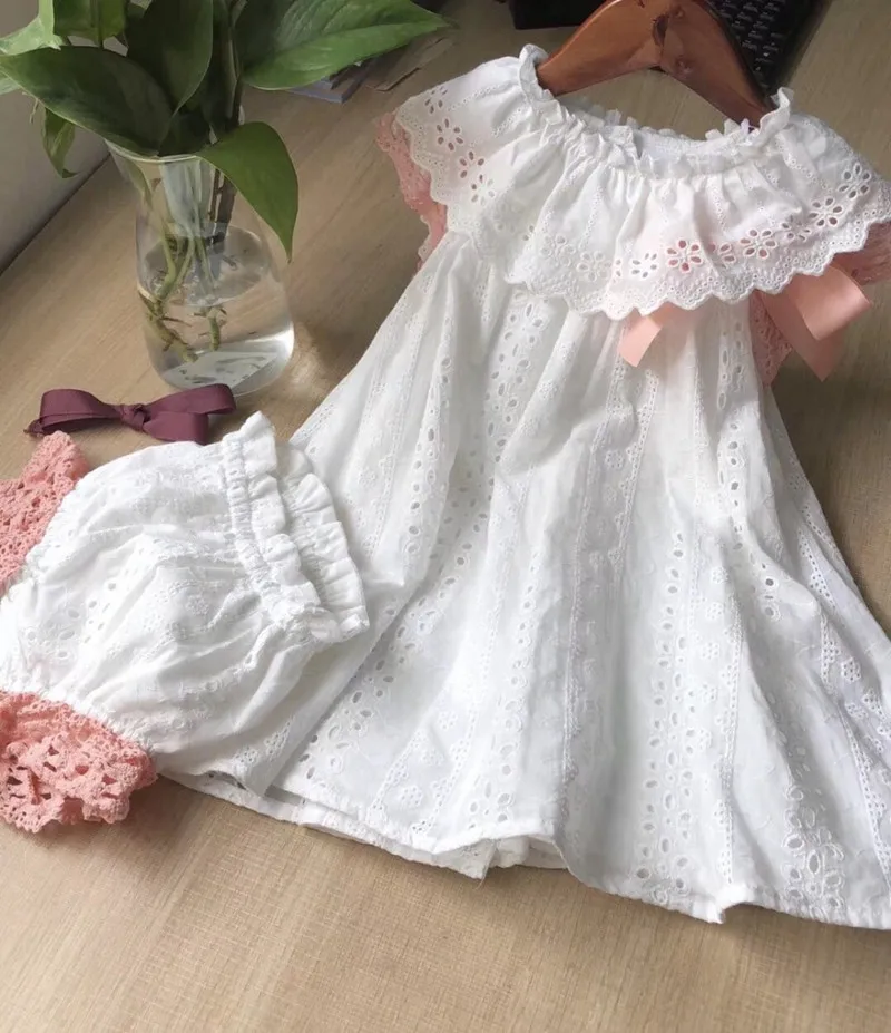 Y1812768 Платье для маленьких девочек кружева без рукавов платье для маленьких девочек Летняя мода принцесса Детские платья для девочек платье Вечерние детские