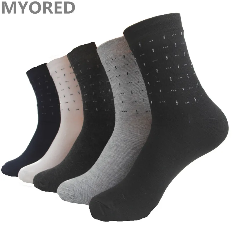 MYORED, летние, чёсаный хлопок, дышащие, короткие, мужские деловые носки, в горошек, со стразами, одноцветные, socken, официальное платье, без коробки, 5 пар