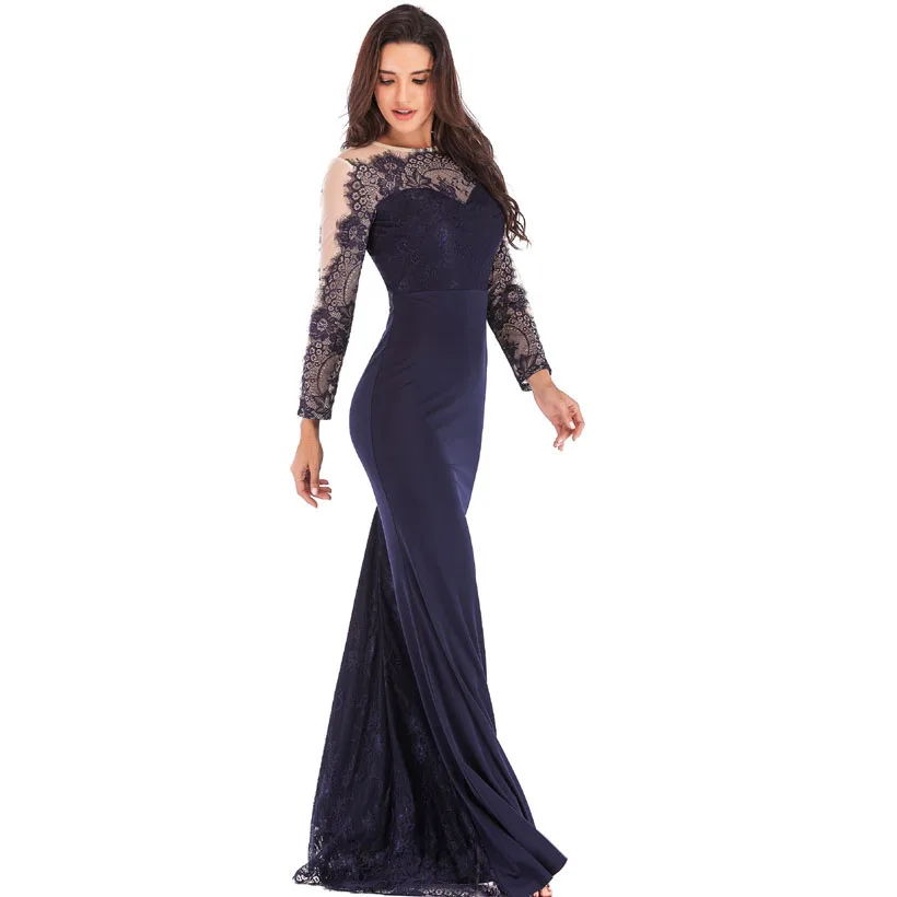 IDress High Quality Lace Embroidery Evening Dress Long Sleeve Charming Robe Longue Femme Long Dress for Wedding Party for Woman (18)