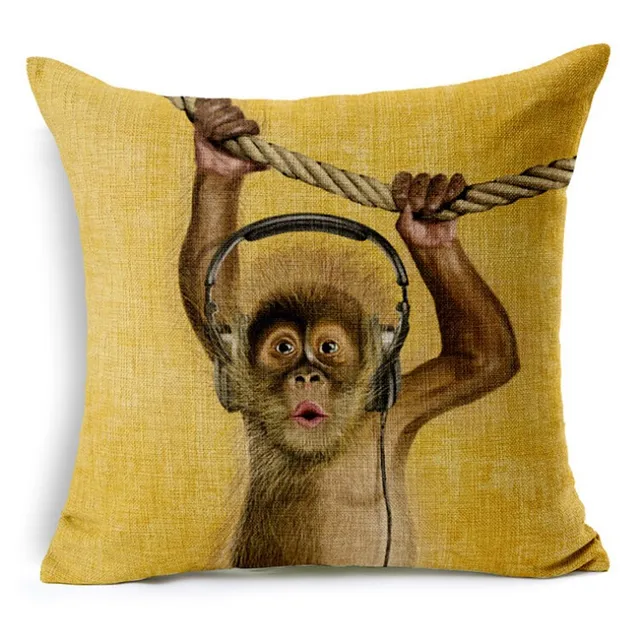 1PC Monkey cushion Custom Linen Decorative almofadas french bulldog
