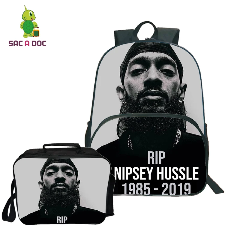 28 2 шт./компл. Nipsey Hussle школьный рюкзак для подростков ноутбука рюкзаки для девочек и мальчиков путешествия рюкзак с сумкой-холодильником Mochila Mujer/Hombre - Цвет: 28
