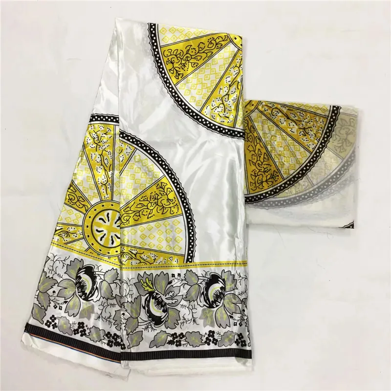 

Hot selling satin silk fabric 4+2 yards/lot colorfast Nigrian design African wax pattern satin silk fabric for clothing TJ062503