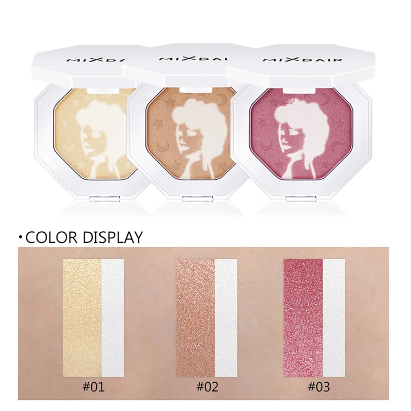 

Easy To Makeup Waterproof Glow Face Contour Bronze Face Eye Highlight 3 Shimmer Colors Make Up Highlighter Powder Palette TSLM1