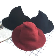 Женская вязанная шапка ведьмы, большой заостренный Шпиль, зимняя шапка, шапка для бассейна рыбака, кепка для косплея на Хэллоуин, Casquette Homme