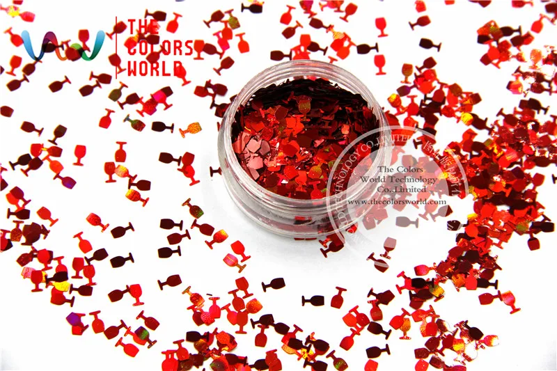 

TCA300 Laser Red Color Goblet Champagne Glass 5MM Nail Art Glitter dust ,Specular luster tatto,Art decoration and others