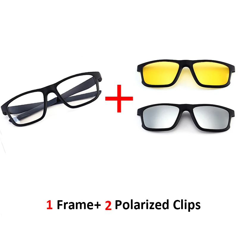 Поляризованные солнцезащитные очки на магнитной застежке для мужчин и женщин HD поляризованные очки TR90 очки для близорукости оправы Lunette UV400 - Цвет линз: Черный