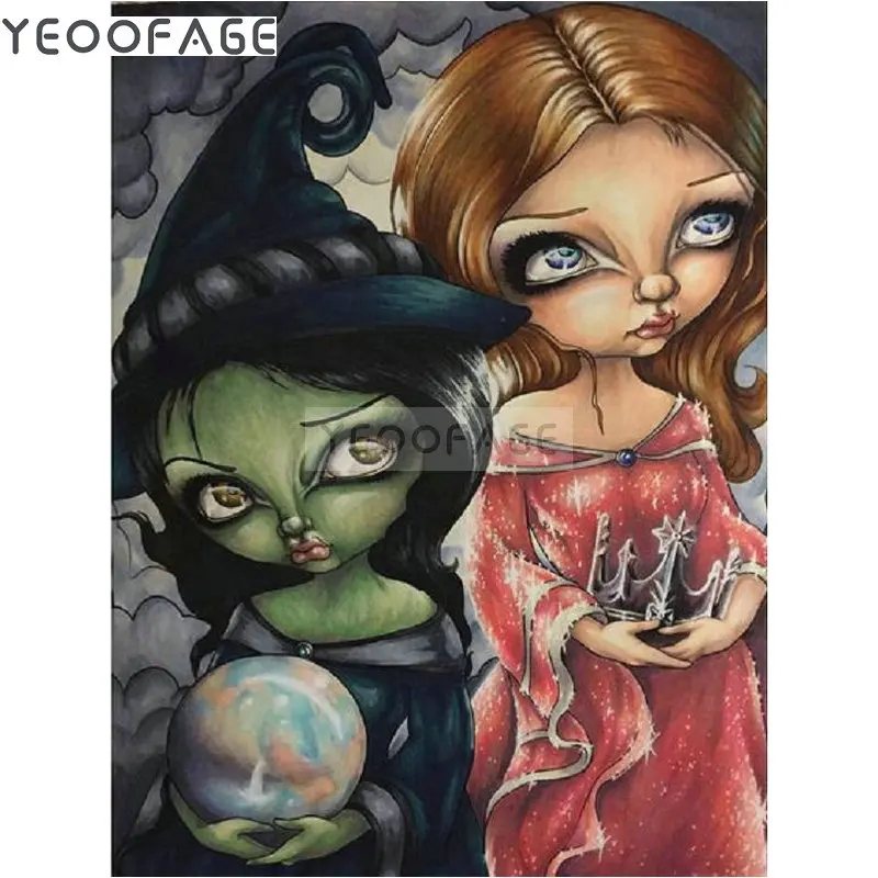 

DIY 5D Diamond Embroidery Pattern diamond Paintings cross stitch witch picture Rhinestones Diamond Mosaic Kits Cartoon girl