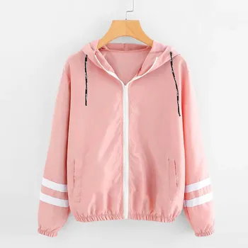 

Autumn Women Jacket Zipper Pockets Sport Coat Long Sleeve Patchwork Thin Skinsuits Streetwear Coat Outerwear Casaco Feminino