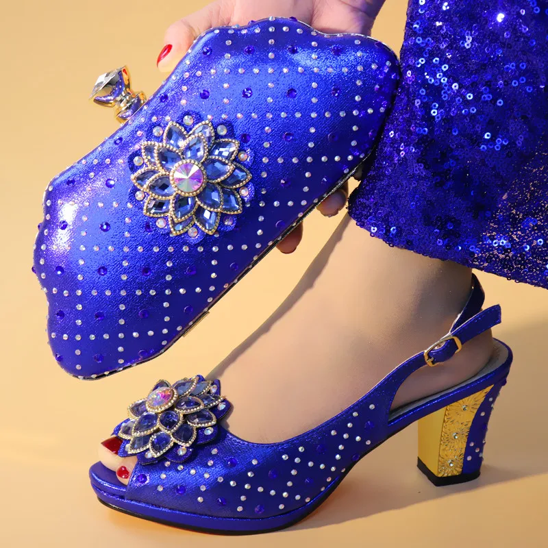 

Royal Blue Color High Pumps Shoes and Bag To Match Italian Matching Italian Shoe and Bag Set Nigerian Shoes with Matching Bag