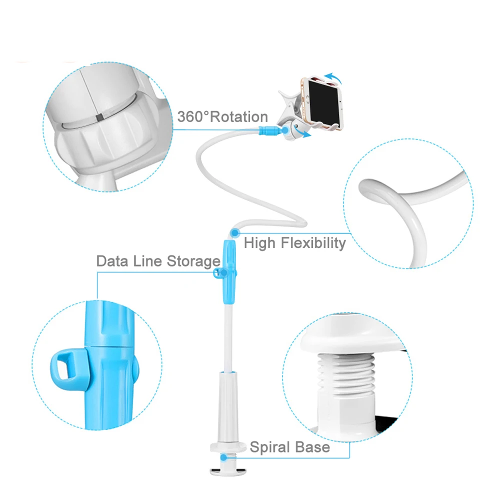 GUSGU гибкий держатель для телефона 130 см, универсальный держатель с Лебединым воротником, подставка для ленивого мобильного телефона, Настольный зажим, кронштейн для iPhone, samsung, Xiaomi