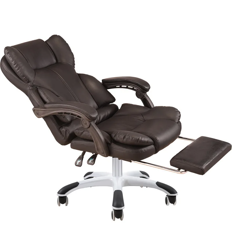 

Reclining Thicken Office Chair Sumptuous Lifted Swivel Chair with Footrest Massage Chair Creative Stitching PU Computer Chair