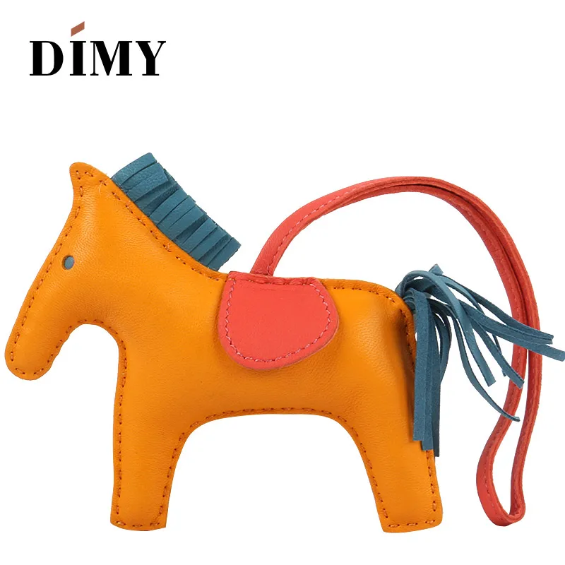 DIMY Handmade Genuine Lamb Leather Mini Pony Bag Cute Horse Charm Lambskin Pendant Christmas Charms For Women's Bags 13*10cm