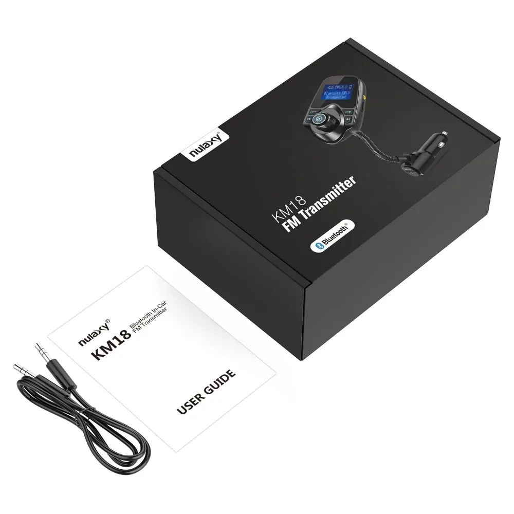 Nulaxy KM18 FM Transmitter Car Mp3 Player Hands-free Bluetooth Car Kit Wireless Mp3 Modulator USB Car Charger W LCD Display