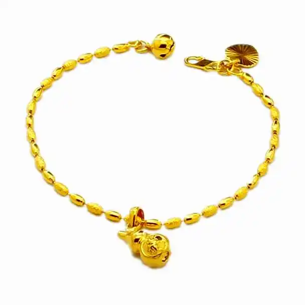 

24K Gold Plating Beaded Bracelet Yellow Gold Color Chain for Women Ladies Luxury Wedding Jewelry Accessories Gift High Quality