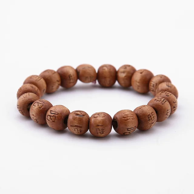 Aliexpress Buy Brown Wood Round Beads Buddha Bracelets Letter 