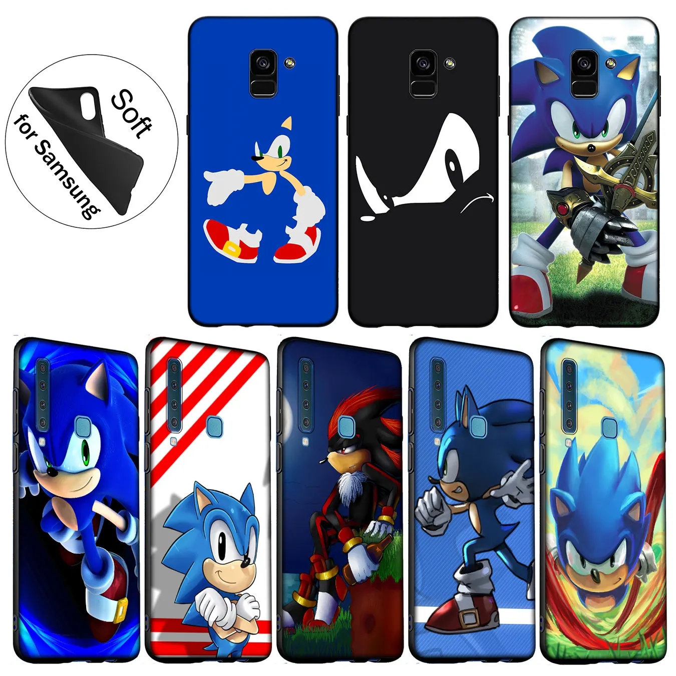 

IYICAO Sonic the Hedgehog Soft Silicone Cover Case for Samsung Galaxy A6 Plus A9 A8 A7 2018 A3 A5 2016 2017 Black Cases Note 9 8