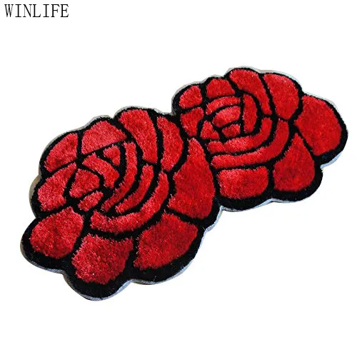 

WINLIFE Unique 3d Rug Designer 3d Carpet Home Decorative Rose Mat Red