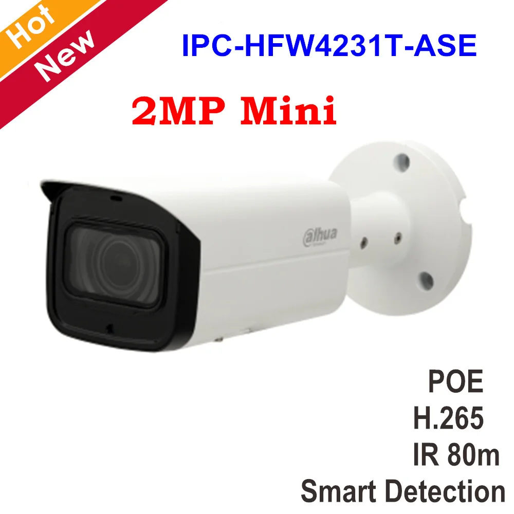 2MP WDR IR Mini Bullet Camera Network Camera IPC-HFW4231T-ASE H.265 IR 80m Smart Detection and POE Outdoor Waterproof camera