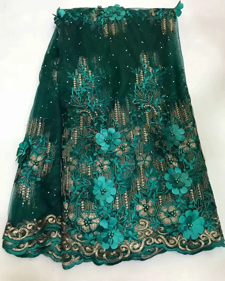 

New African Lace Fabric 2018 Embroidered Nigerian Laces Fabric green High Quality French Tulle Lace Fabric For Wedding Lace