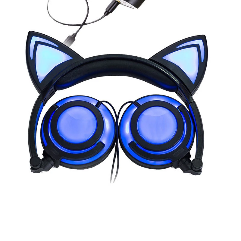 Gaming Headphone Computer Stereo Deep Bass Game Earphone Foldable Baby Kids Headset with Mic LED Flashing Light for PC Gamer