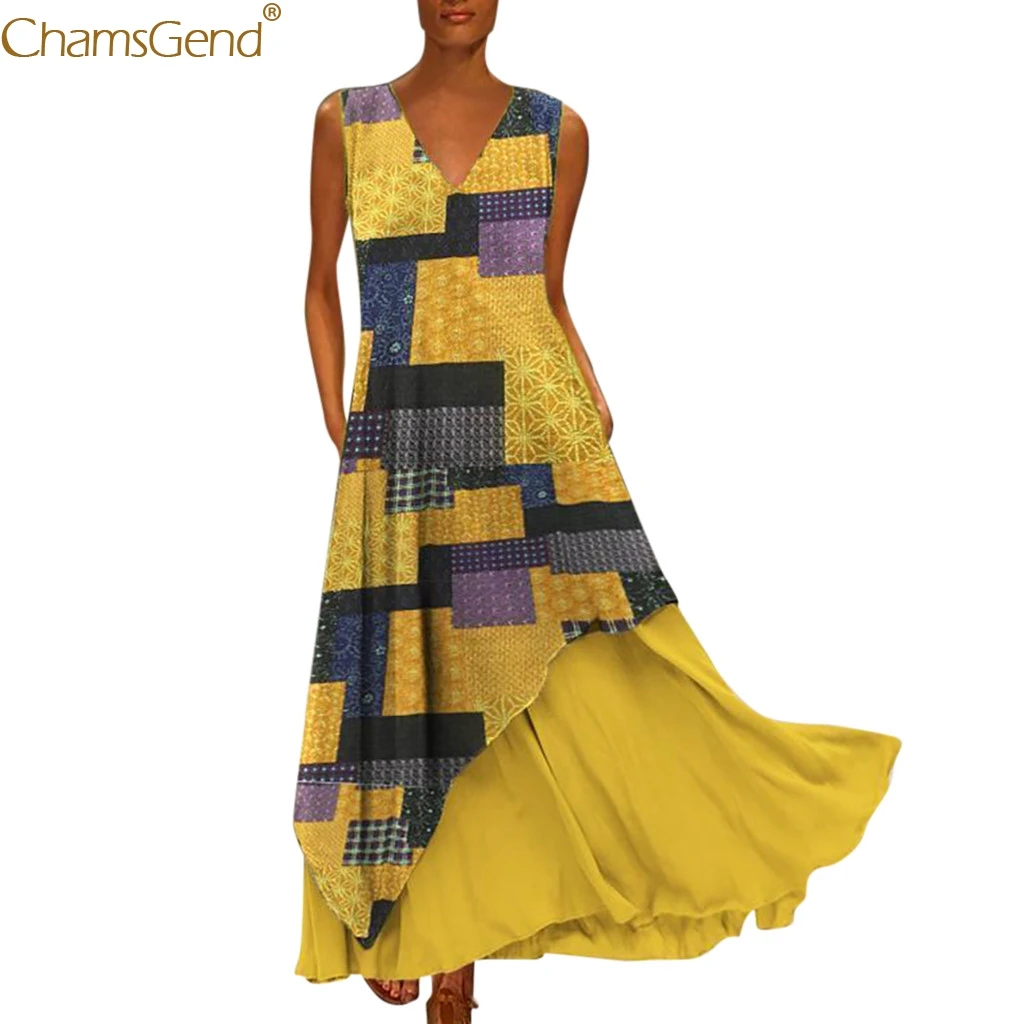 

Vintage V Neck Splicing Formal Dress Women Elegant Dresses Woman Party Night Long Party Dresses Printed Maxi Dress Jun