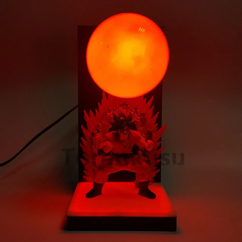 Dragon Ball Z фигурку Сон Гоку kaiouken pvc 300 мм аниме Dragon Ball Супер диорама фигурка DBZ со светодиодной база лампы