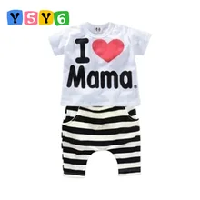 Розничная, коллекция года, комплекты летней детской одежды для мальчиков и девочек, футболка с короткими рукавами и надписью «I Love Papa and Mama»+ штаны, костюм, детский пижамный комплект