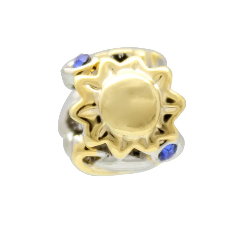 Браслет Pandora с голубым кристаллом астрономии Sun Moon Star Universe Lucky Charms Fit|Бусины| |