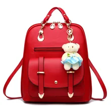 Frauen PU Tasche Mode Frische Schultertasche Top-qualität 10 Farben Handtasche Verziert Bär Lagre Kapazität Tote Weiblichen Crossbody-tasche