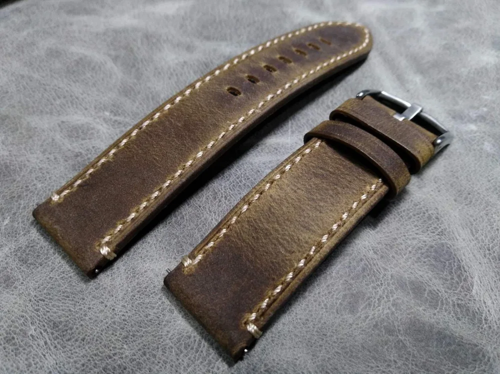 men's Handmade Universal 20 22 mm Quick disassembly vintage leather watchband strap high quality Retro wristband belt bracelet | Наручные